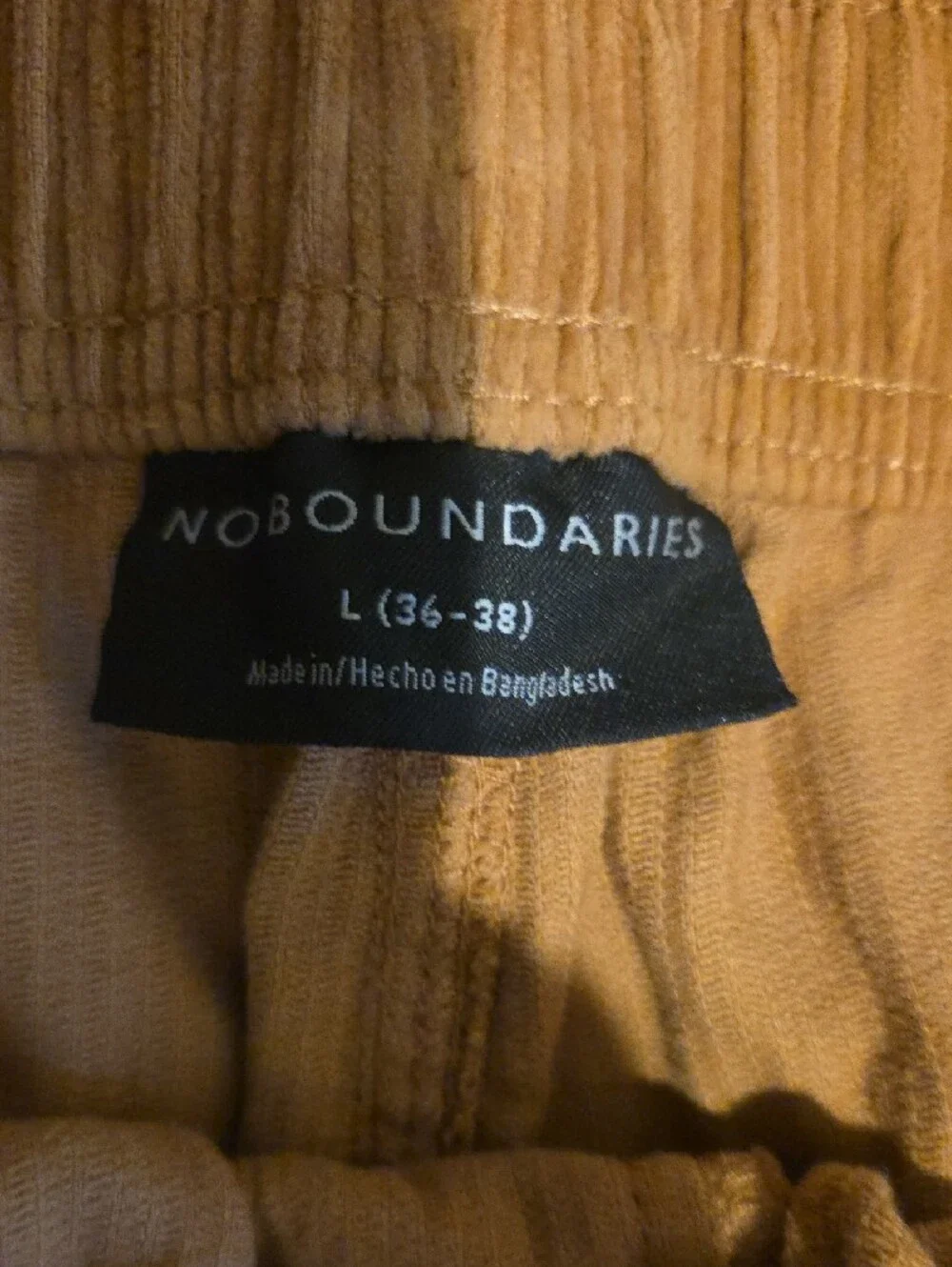 No Boundaries Men's Corduroy Drawstring Pants in Camel Brown